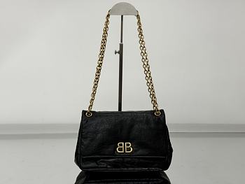 Balenciaga BLACK ‘Monaco M’ Shoulder Bag Mini Size 24.8x22x12cm