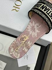 Dior Dway Heeled Slide Black Pink Embroidered Cotton with Toile de Jouy - 3