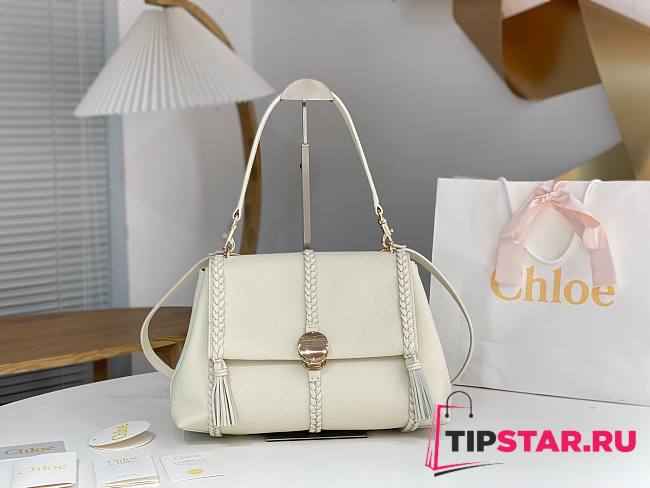 Chloe Penelope Large Tumbled Leather White 35x24x13cm - 1