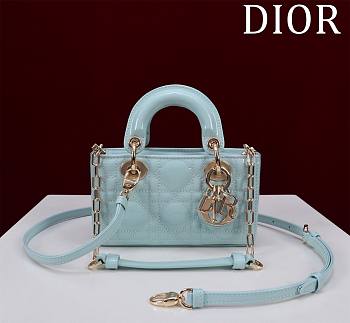 Dior Small Lady D-Joy Bag Pale Blue Cannage Lambskin 16.5x6x10cm