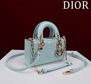 Dior Small Lady D-Joy Bag Pale Blue Cannage Lambskin 16.5x6x10cm - 6