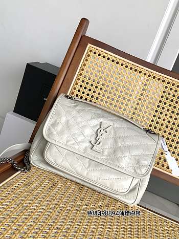 YSL NIKI medium vintage leather bag Retro White 28x20x8.5cm