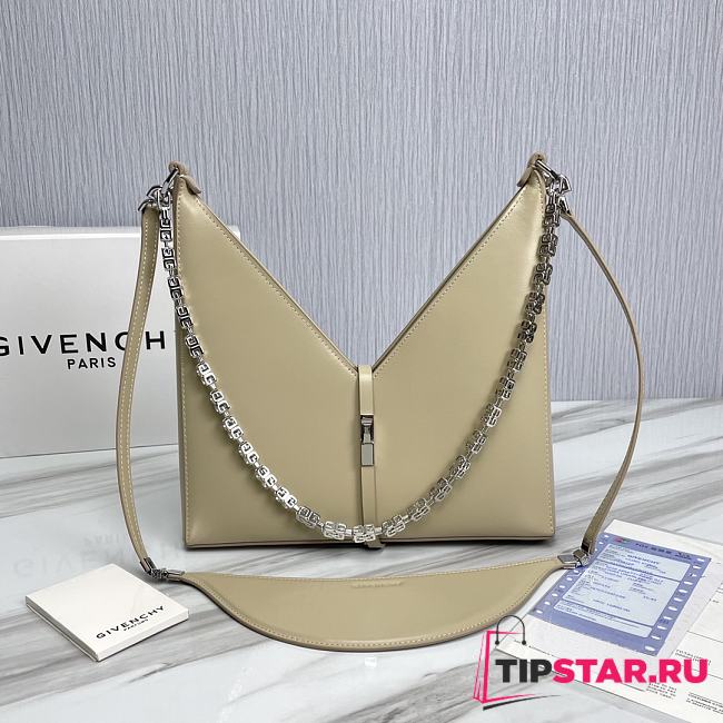 Givenchy Cappuccino Leather Small Cut-Out Shoulder Bag Silver metal 27x26x6cm - 1