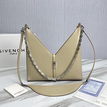 Givenchy Cappuccino Leather Small Cut-Out Shoulder Bag Silver metal 27x26x6cm