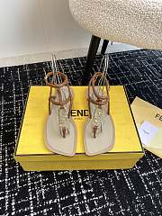 Fendi 24ss Fendi series double FF square toe flat sandals - 1