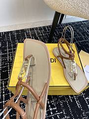 Fendi 24ss Fendi series double FF square toe flat sandals - 2