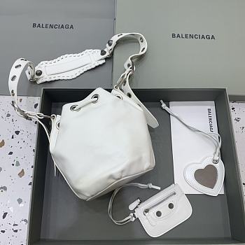 Balenciaga New Motorcycle Bucket Bag White 15X19.8X17.8cm