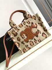 Celine Cabas Thais Leopard Print Fabric Cowhide Leather Handbag 25.5x18.5x12cm - 1