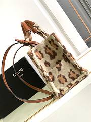 Celine Cabas Thais Leopard Print Fabric Cowhide Leather Handbag 25.5x18.5x12cm - 6