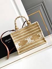 Celine Striped Fabric Cowhide Leather Tote Cacbs 25.5x20x13 cm - 1