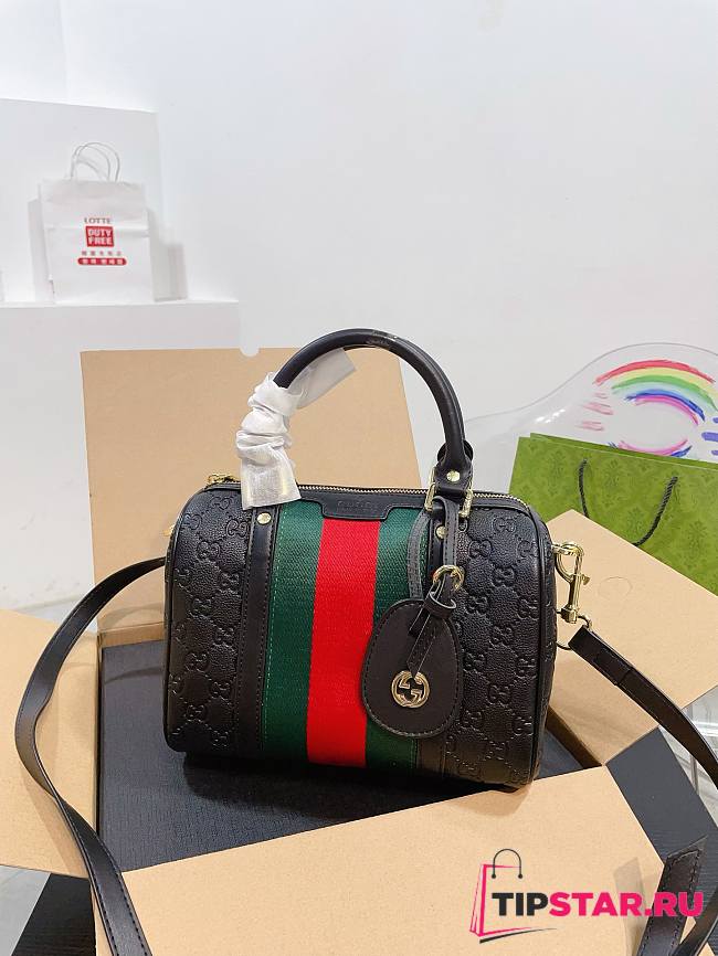 GUCCI ophidia Boston red and green striped crossbody handbag Small - 1