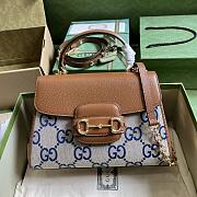 Gucci Horsebit 1955 Brown Leather/Blue G Canvas 29x20x13cm - 1