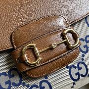 Gucci Horsebit 1955 Brown Leather/Blue G Canvas 29x20x13cm - 2