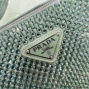 Prada Satin Crystal Triangle Pouch Celeste Green 26x14x12cm - 5