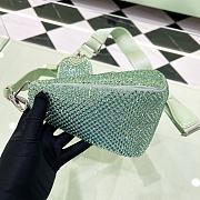 Prada Satin Crystal Triangle Pouch Celeste Green 26x14x12cm - 3