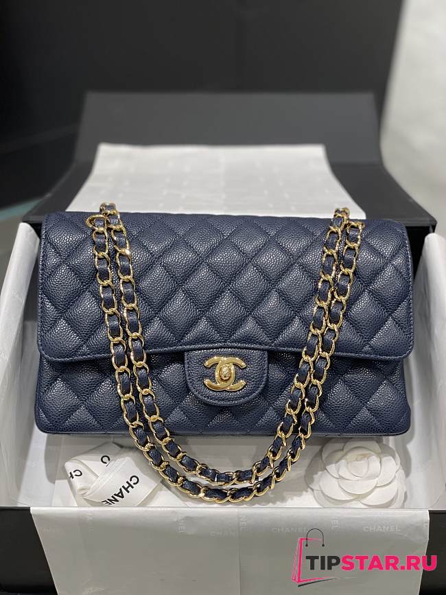 Chanel Navy Blue Chip Classic Medium 15.5x25.5x6.5cm - 1