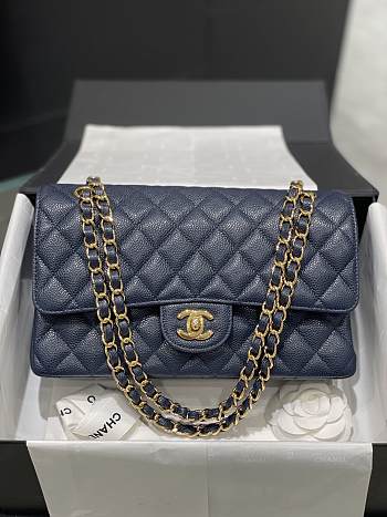 Chanel Navy Blue Chip Classic Medium 15.5x25.5x6.5cm