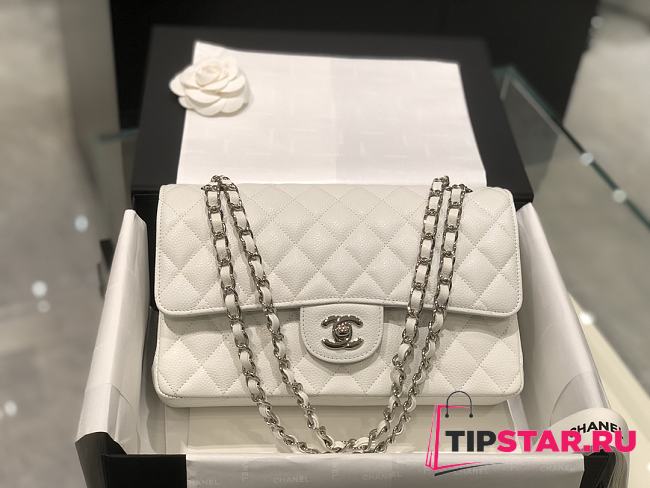 Chanel White Medium Classic 15.5x25.5x16.5cm  - 1