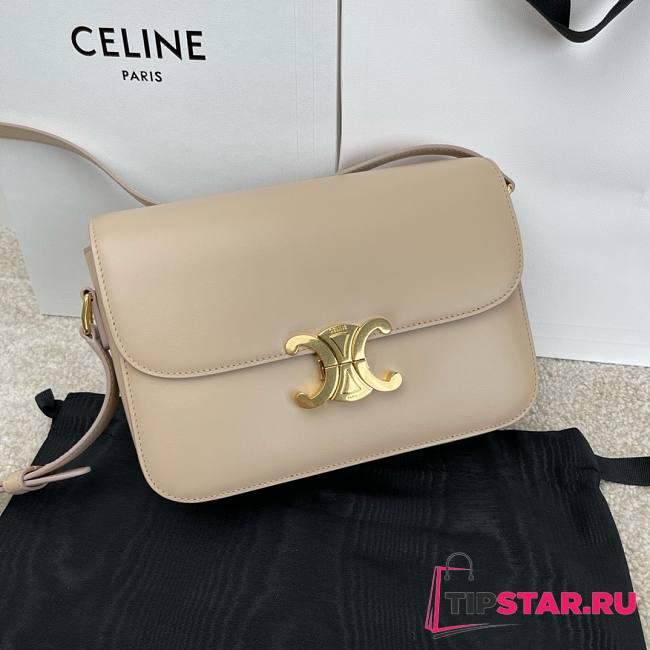 Celine Triomphe in Shiny calfskin Beige 22x16.5x7cm - 1