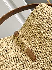 YSL LE 37 Woven PP Straw and Vegetable Tanned Leather Handbag 20 x 25 x 16 cm - 4