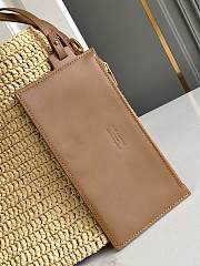 YSL LE 37 Woven PP Straw and Vegetable Tanned Leather Handbag 20 x 25 x 16 cm - 2