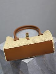 YSL Panier Rectangle In Raffia And Leather Natural and Brick 29×21×9cm - 6