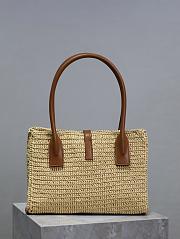 YSL Panier Rectangle In Raffia And Leather Natural and Brick 29×21×9cm - 2