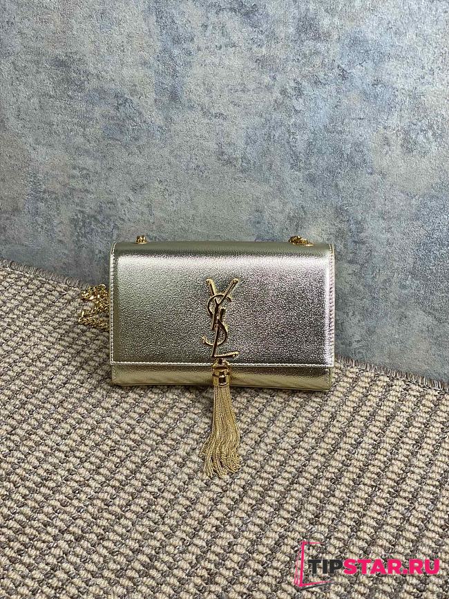 YSL Diamond Pattern Gold Glittering Timeless Classic 20x12.5x5cm - 1