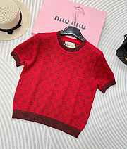 Gucci gold silk double G collar knitted short sleeves Red, Blue anf Beige SML - 1