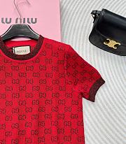 Gucci gold silk double G collar knitted short sleeves Red, Blue anf Beige SML - 6