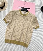 Gucci gold silk double G collar knitted short sleeves Red, Blue anf Beige SML - 2