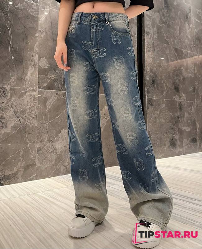 Chanel jacquard letter logo straight jeans SML  - 1