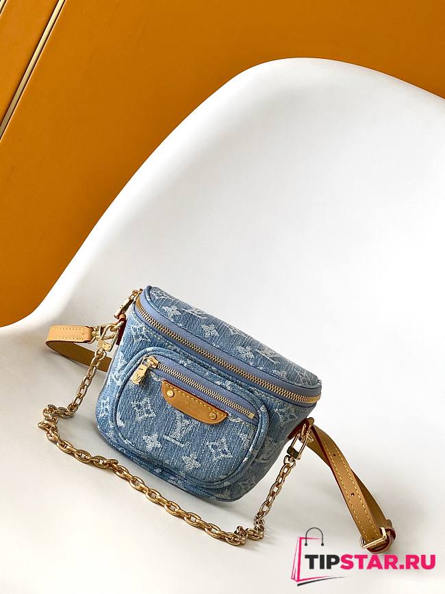 LV Mini Bumbag M83353 Blue Monogram Denim 17 x 12 x 9.5 cm - 1