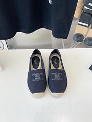 CELINE Flat-heeled Fisherman Shoes Cotton Vanvas Dark Blue  - 1