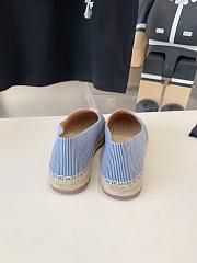 CELINE Flat-heeled Fisherman Shoes Cotton Vanvas Blue - 6