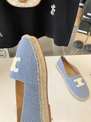 CELINE Flat-heeled Fisherman Shoes Cotton Vanvas Blue - 4