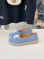 CELINE Flat-heeled Fisherman Shoes Cotton Vanvas Blue - 5