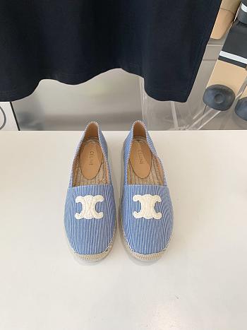 CELINE Flat-heeled Fisherman Shoes Cotton Vanvas Blue