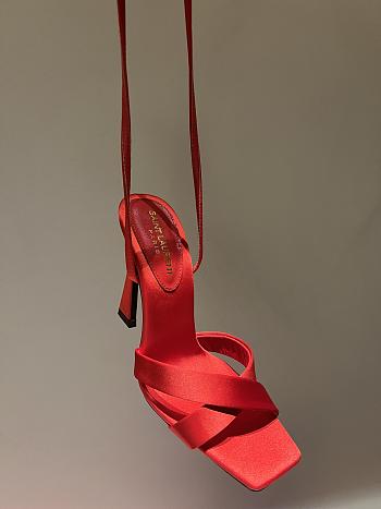 YSL New High Heel Sandals Mixed Sheepskin Red 