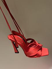 YSL New High Heel Sandals Mixed Sheepskin Red  - 3