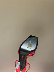 YSL New High Heel Sandals Mixed Sheepskin Red  - 4