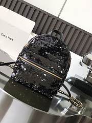 CHANEL 24c Sequin Backpack Black 25x21x15cm - 1