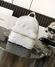 CHANEL 24c Sequin Backpack White 25x21x15cm - 1