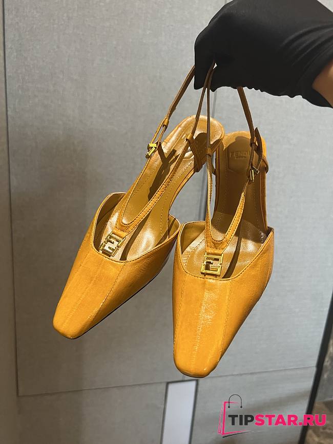 Fendi Square-toe Slingback Yellow Shoes - 1