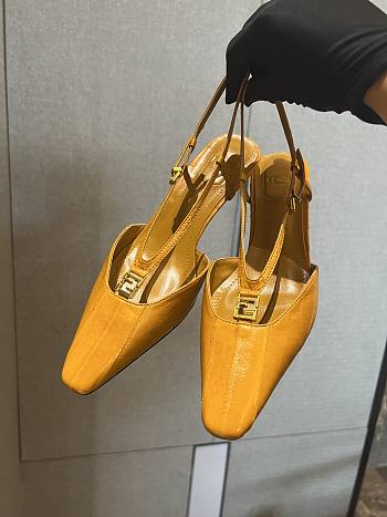 Fendi Square-toe Slingback Yellow Shoes