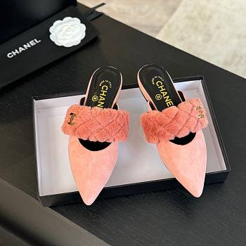 Chanel 24B New Furry Flippers Pink Velvet and Fur