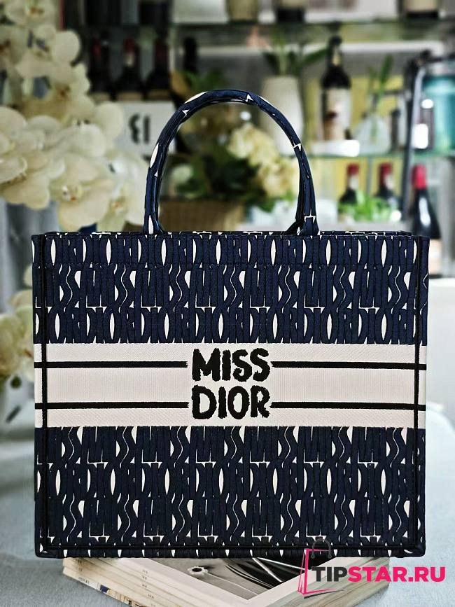 Dior Book Tote Dark Blue 42 x 35 x 18 cm - 1