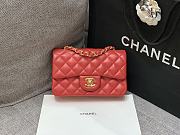 Chanel Red Classic Lambskin Leather Single Flap Bag 20x10x6cm - 1