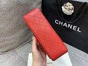 Chanel Red Classic Lambskin Leather Single Flap Bag 20x10x6cm - 4