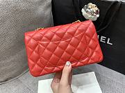 Chanel Red Classic Lambskin Leather Single Flap Bag 20x10x6cm - 5